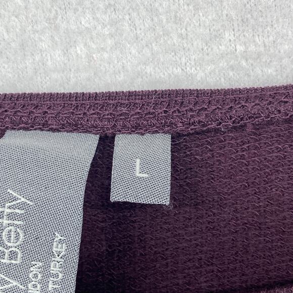 SWEATY BETTY Sweatshirt L Terry Oversized Thumbhole Pullover Cotton Modal Purple - Picture 12 of 16
